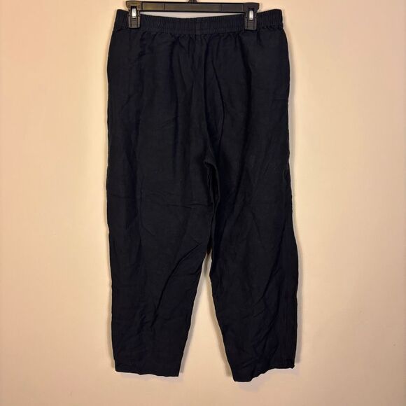 Madewell Black Barrel Leg Linen & Viscose Dress Pants Women's Medium - Picture 2 of 7